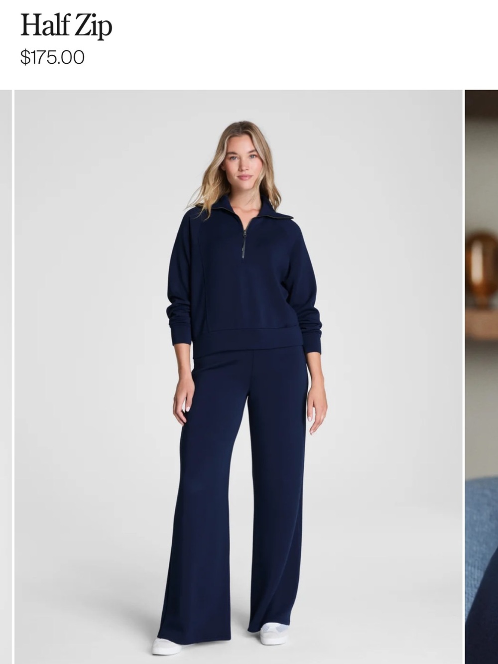 SPANX Navy Wide-Leg Half-Zip Set
